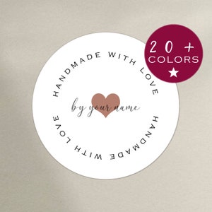 Handmade With Love Label | Made With Love Label | Bakery Round Stickers | Small Business Homemade Stickers | Personalized Canning (B01)