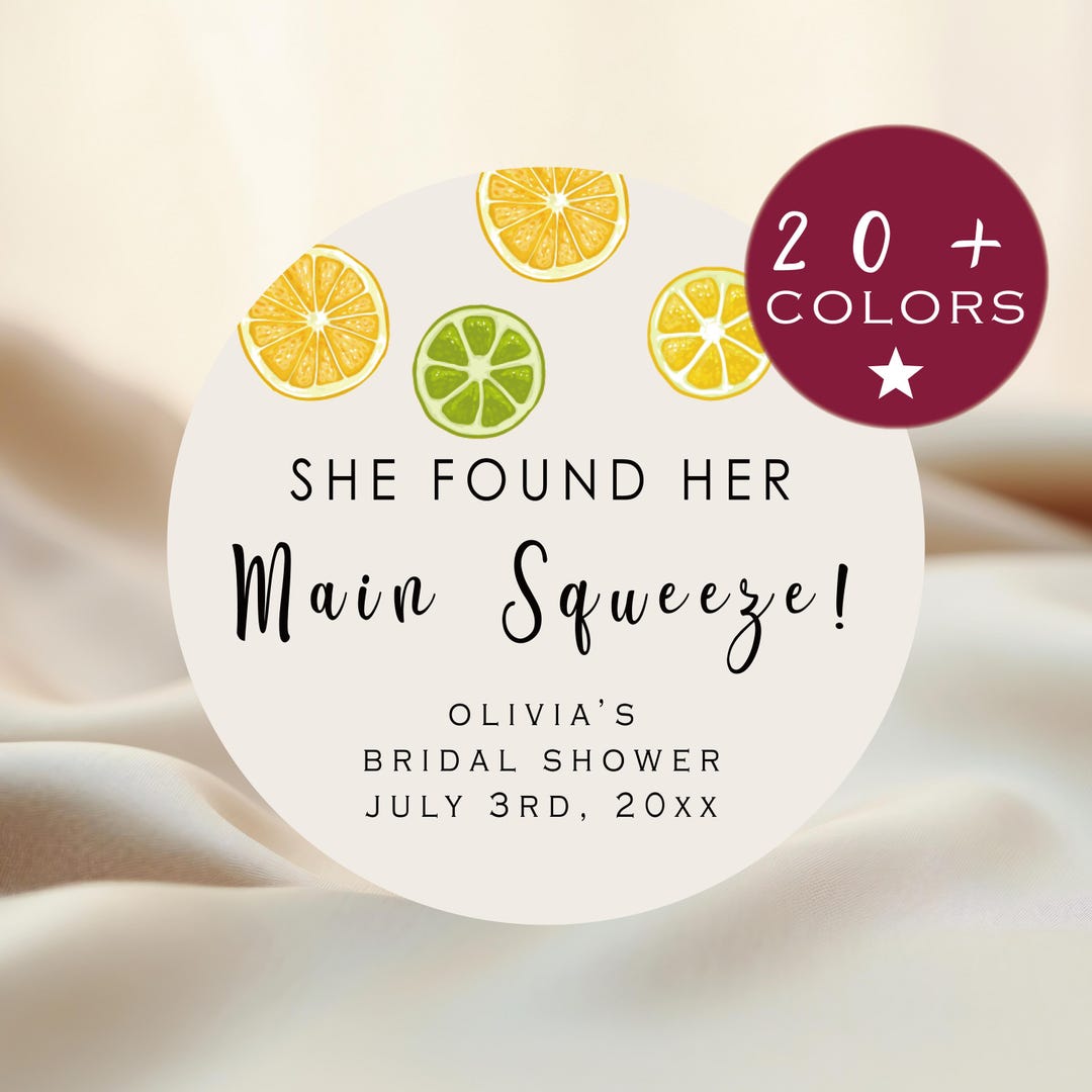 Lemon Bridal Shower Favor Stickers | She Found Her Main Squeeze ...