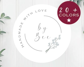 Handgemacht mit Liebe Aufkleber | Personalisiertes Firmenetikett (B454)