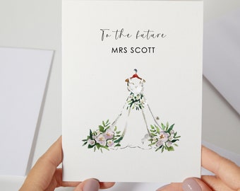 Vers la future carte de Mme | Carte nuptiale de douche | Future mariée carte de vœux | Belle carte de la jeune mariée | Aquarelle personnalisée pour carte de mariage pour elle (C119)