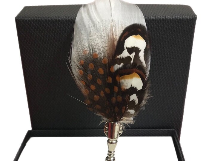 Black, White, and Brown, Feather Lapel Pin