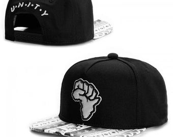 Black Fist Africa Print Embroidered Snapback Cap Hat