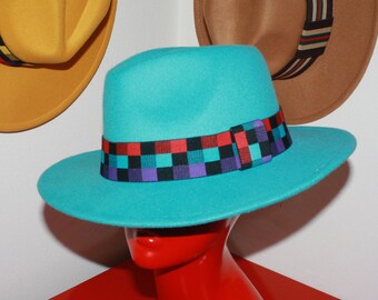 Blue Plaid Fedora - Etsy