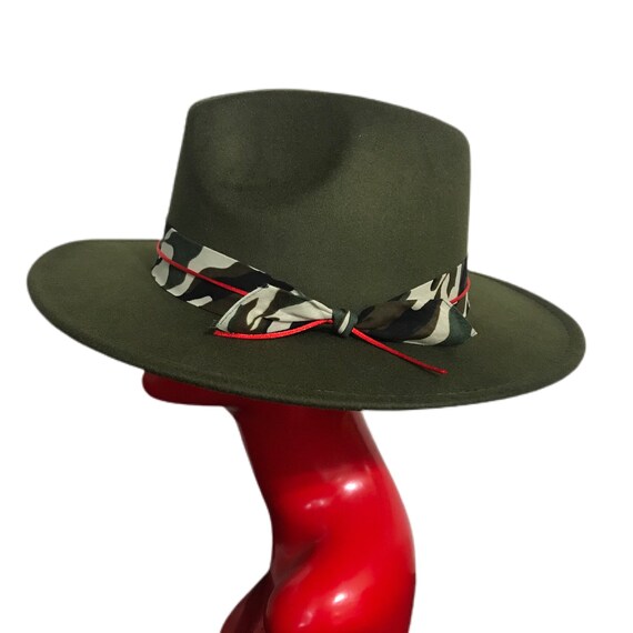 Red Brim Camouflage Bandana Fedora Hat 