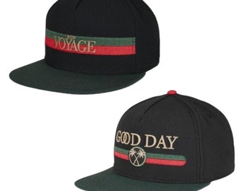 Bon Voyage / Good Day Black, Green and Red Snapback Cap Hat