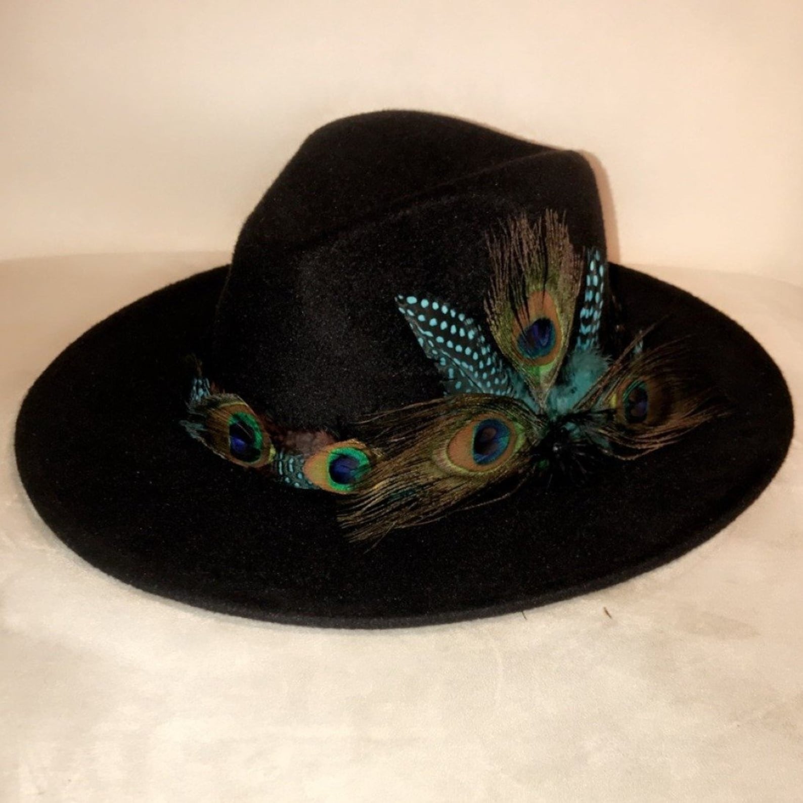 Birds Of Paradise Black Peacock Feather Fedora Hat Etsy