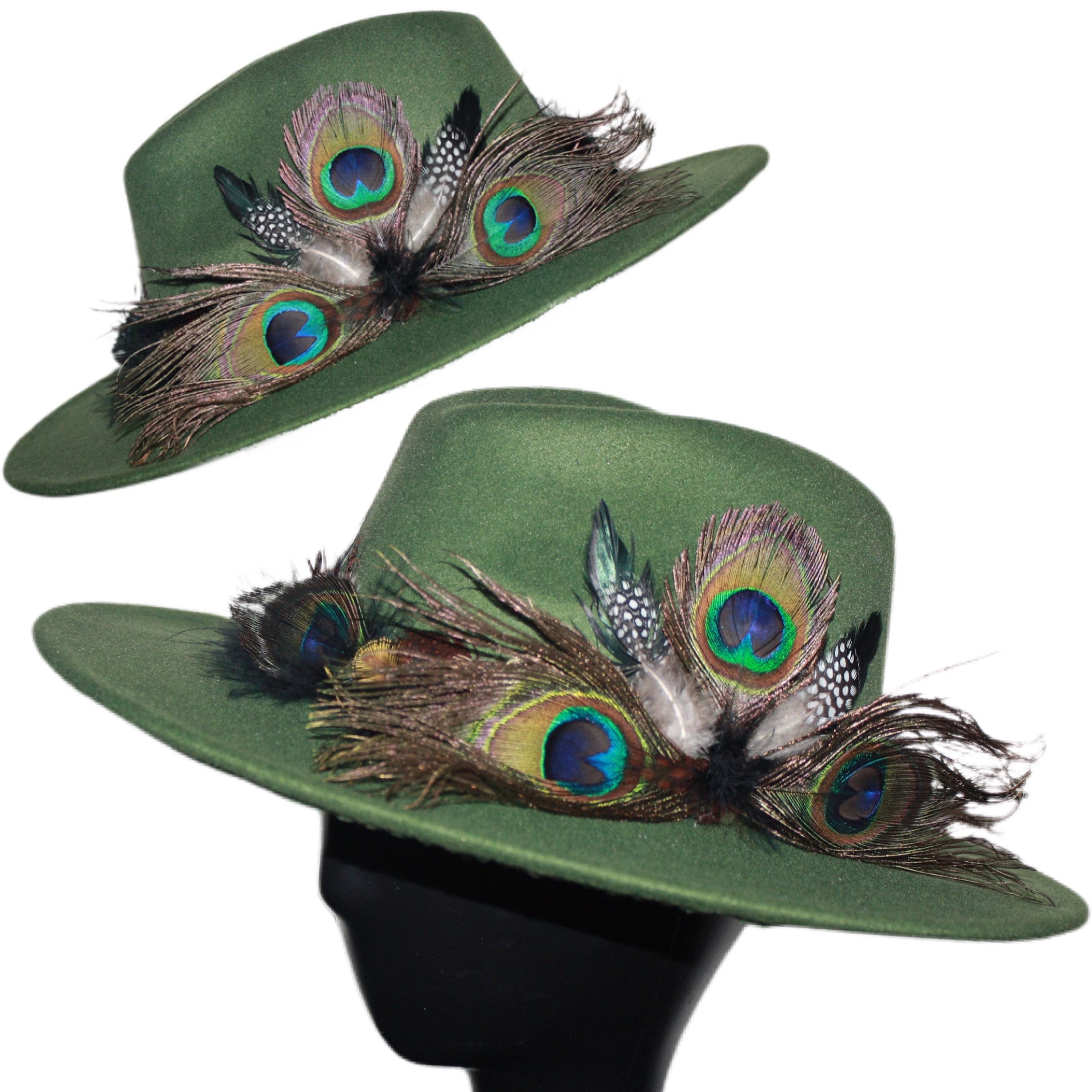 Hats: Peakock's Feathers-Fedora hat