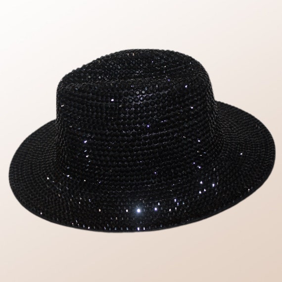SPARKLE - Black Rhinestone Fedora Hat (M/L \u0026 L/XL)