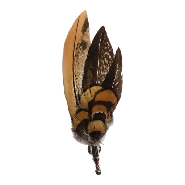 Black, Brown and Beige Feather Lapel Pin