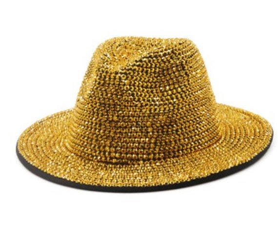 SPARKLE Gold Rhinestone Fedora Hat - Etsy