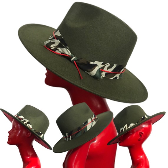 Red Brim Camouflage Bandana Fedora Hat 
