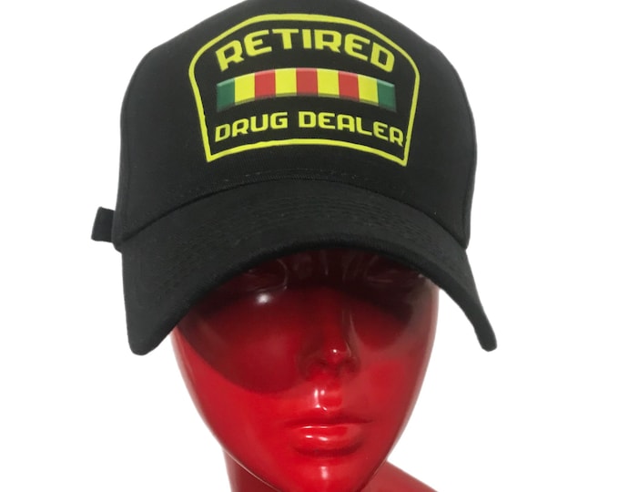 Retired Dealer Print Long Low Profile Curved Brim Adjustable Cap