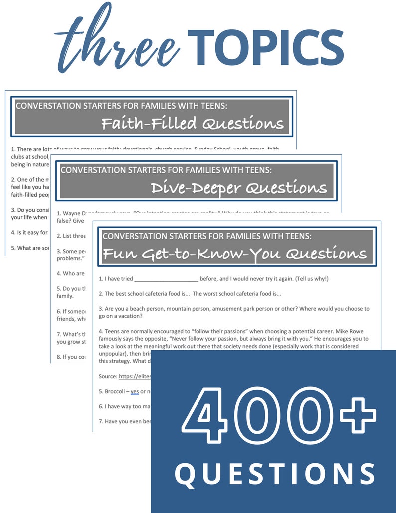 Family Conversation Starters for Teens: 400+ Questions (PDF) - Etsy