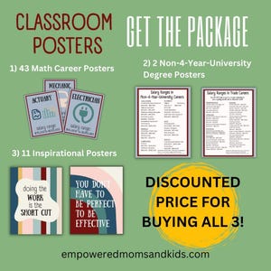 Poster sulla carriera in matematica, poster per le lauree commerciali e non quadriennali, poster per le aule delle scuole superiori e medie