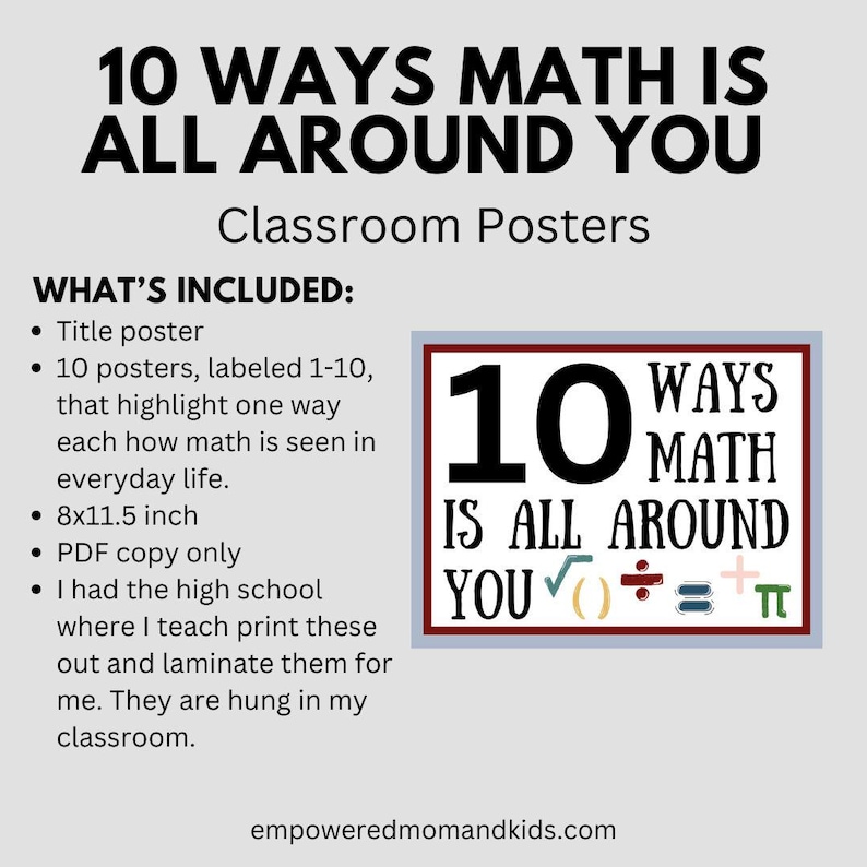 10 Ways Math is All Around You Posters, Math Teacher Classroom Decor ...