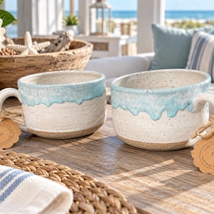 Handmade Pottery Soup Mug | Large Ceramic Soup Cup | Speckled Stoneware Mug Two Colors!