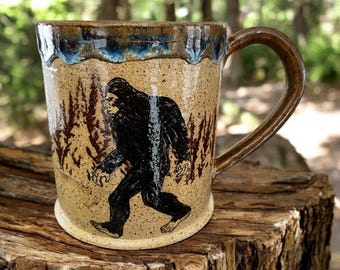 Sasquatch Black Wandering Handmade Pottery Mug. Ready  to ship!