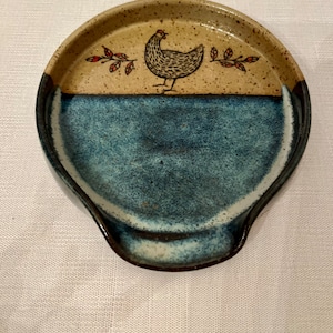 Handmade Pottery Spoon Rest: Happy Chicka Kitchen Decor