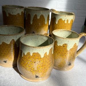 Honey Bee Drippy Honeycomb Handmade Pottery Mug image 4