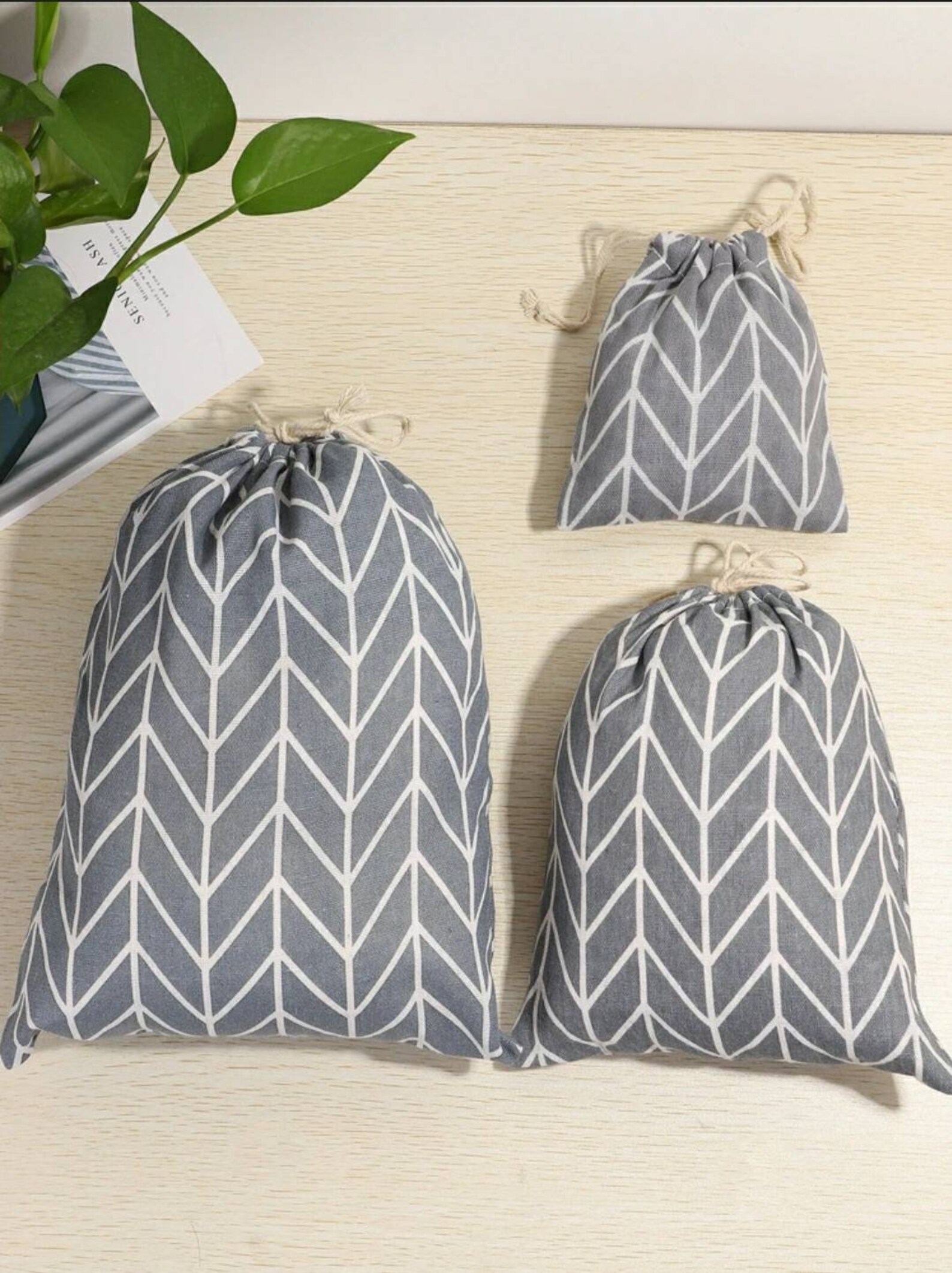 Geometric Drawstring Cotton Linen Storage Bags Gifts Kitchen Etsy