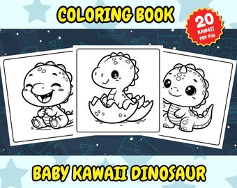 Niedliches Baby-Dinosaurier-Malbuch, einfaches und lustiges Malbuch, druckbares Baby-Dinosaurus-Malbuch, entspannende Färbung, niedlich Kawaii