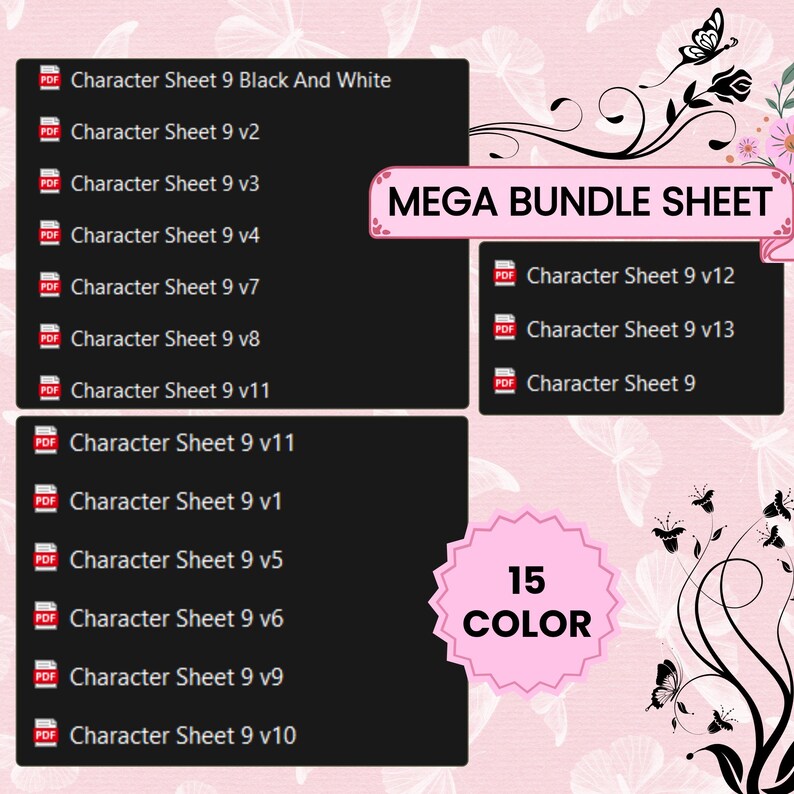 D&D 5E Character Sheet Bundle | 15 Color Variations | Printable A4 RPG ...