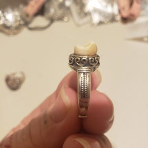 Baby molar on thai silver adjustable band non tarnishing comfortable up to size 12/13