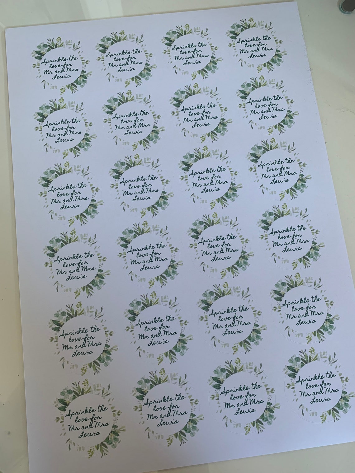 Personalised Round Wedding Confetti Sticker Sheets Etsy