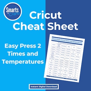 Cricut Heat Guide Cheat Sheet EasyPress 2 Temperature Chart Easy Press HTV Iron On Vinyl Heat Press Maker Craft Accessory Digital Download