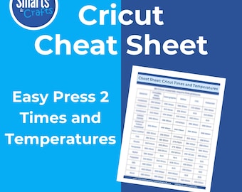Hoja de referencia de Cricut: Guía de calor de Easy Press 2, Tiempos y temperaturas de EasyPress 2, Instrucciones de proyectos de Cricut, Accesorio para manualidades, Maker 3, Explore Air