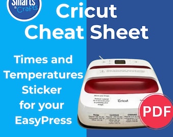 Easy Press Cricut Cheat Sheet PDF, Cricut Heat Guide for Iron On & HTV, Vinyl Times and Temperatures, Easy Press Cricut Cheat Sheet Download