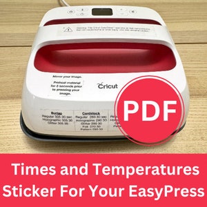EasyPress Heat Guide PDF Cricut Cheat Sheet for Iron-On HTV Vinyl, 16 Materials, Times  Temperatures Chart, Digital Download for Crafters