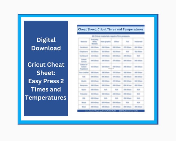 Cricut Materials Information / Cricut Custom Materials / Cricut Maker /  Cheatsheet -  Israel