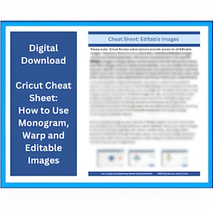 Cricut Cheat Sheet Design Space Monogram Maker, Immagini modificabili e funzione Warp, Download digitale, Tutorial passo passo per l&#39;artigianato Cricut