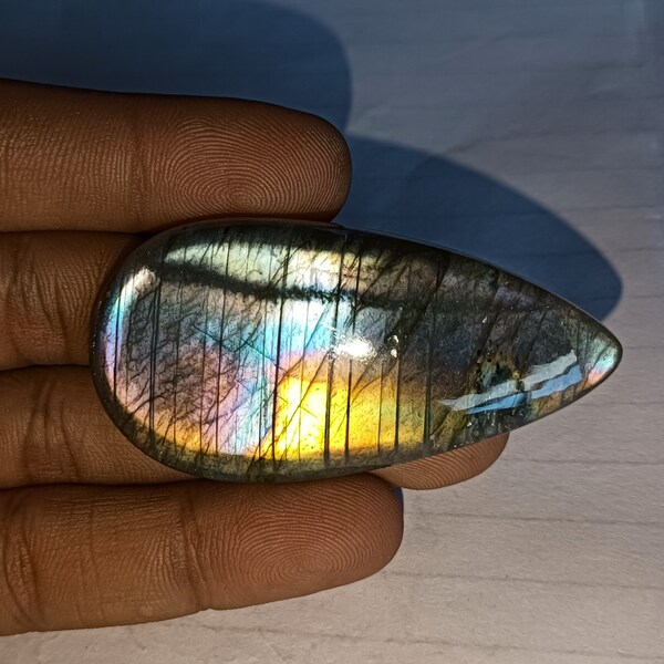 Amazing  Purple Fire Labradorite Gemstone Cabochon Rare Quality Labradorite Cabochon Pear Shape Gemstone 109 CT's Size 58x30x8 A#671