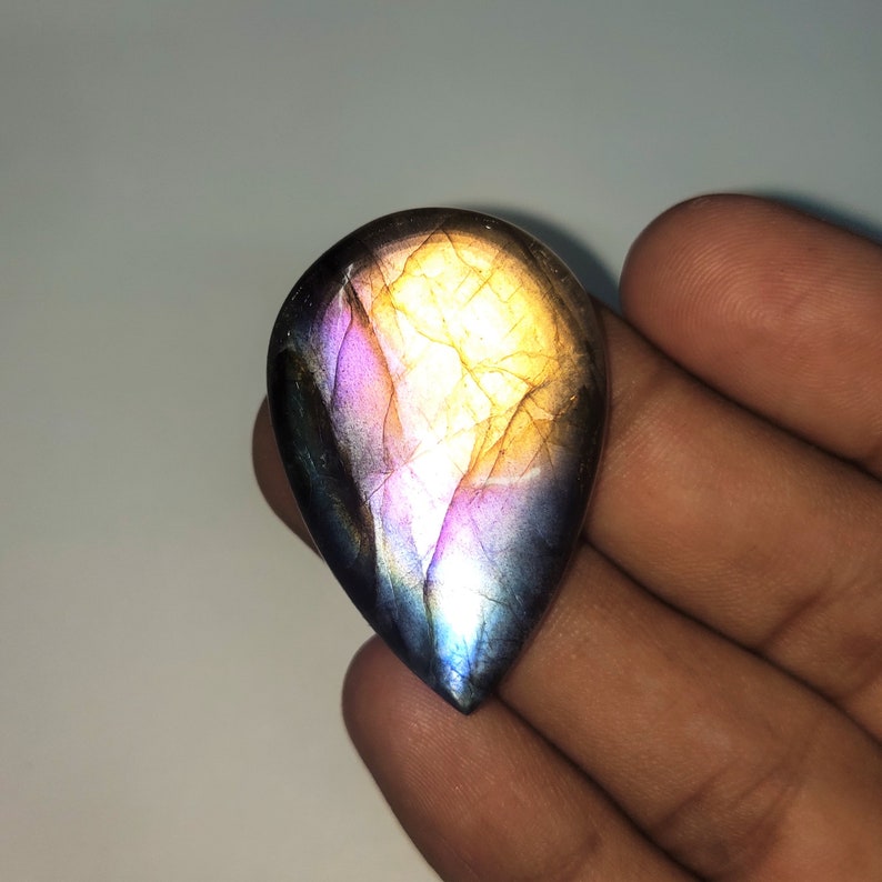 Quality Making Pendant Labradorite Gemstone Pear Shape 63.1 Cts Size 38x26x8 P1#332 Purple Labradorite Gemstone Cabochon A