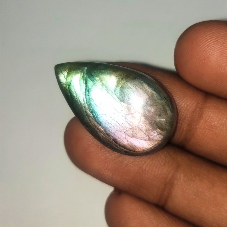 Amazing Purple Labradorite Gemstone Cabochon Rare Quality Making Pendant Labradorite Gemstone Pear Shape 28.5 Cts Size 27x17x7 P1#260