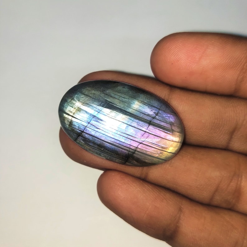Natural Labradorite purple Gemstone Cabochon Rare Quality Making Pendant Labradorite Gemstone Oval Shape 52.4 Size 34x20x8 P1#301