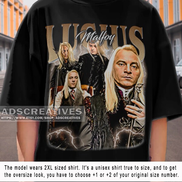 Lucius Malfoy Shirt Gift Vintage 90s Retro Bootleg T-shirt Homage Graphic Tee Sweatshirt Unisex ENG1030