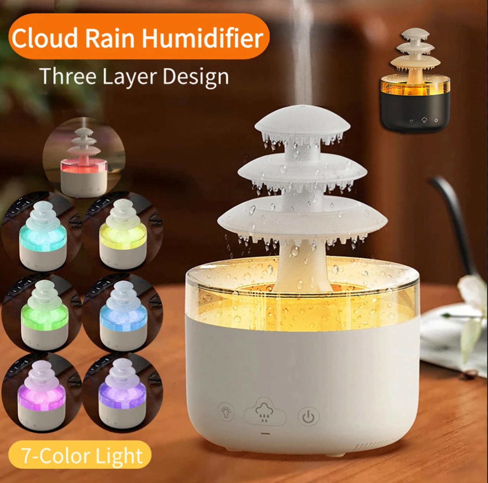 Ménager voiture de pluie nuage Aroma Diffuseur Low Noise Mushroom