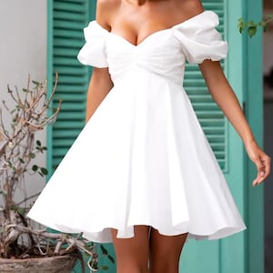 White Off shoulder flared loose dress 94189 main image 0