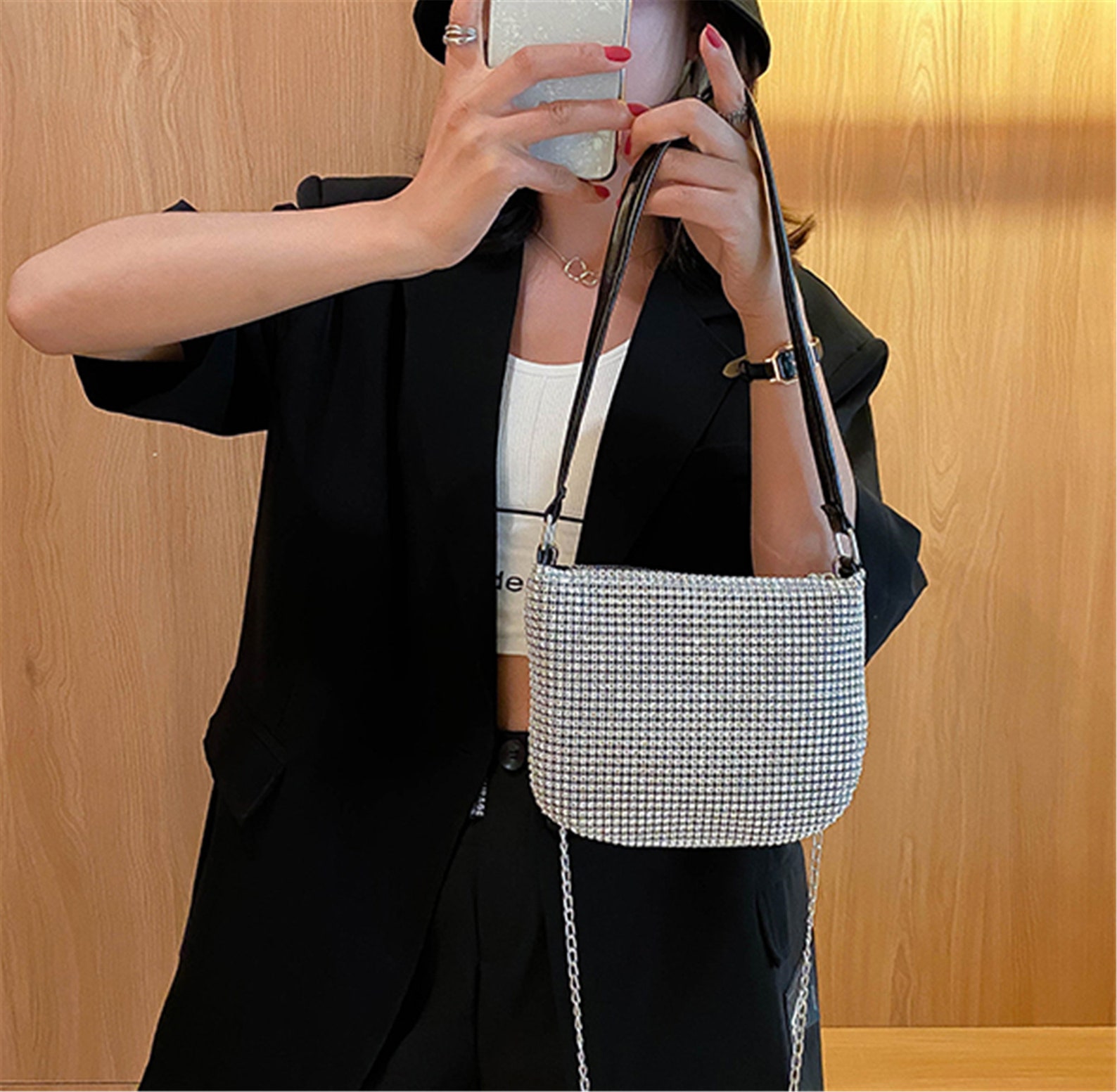 Y2K Sparkling Diamond Crossbody Bag Two Shoulder Straps Bag | Etsy