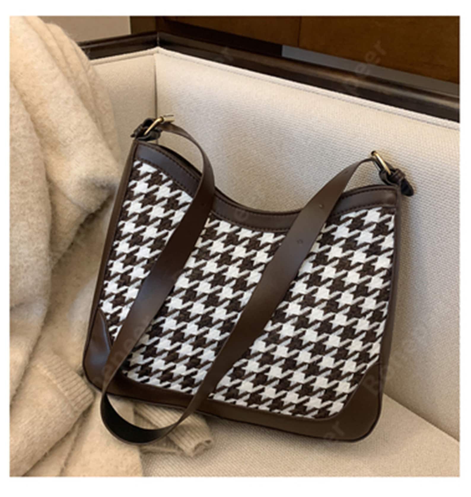 Y2K Fashion Houndstooth Shoulder Bag High Capacity Crossbody Etsy