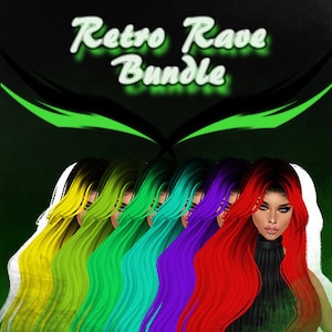 Retro Rave Collection X 6 Hair Textures Bundle for Imvu, Second Life ...