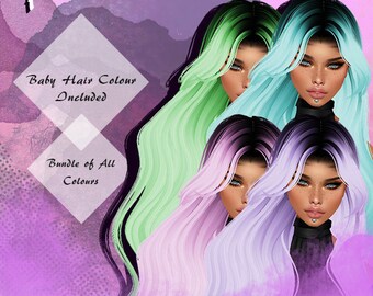 Pastel Collection x 4 Hair Textures Bundle For Imvu, Second Life, modelado 3D, Blender