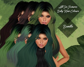 Forest Collection x 6 Hair Textures Bundle For Imvu, Second Life, modelado 3D, Blender