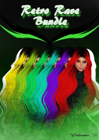 Retro Rave Collection X 6 Hair Textures Bundle for Imvu, Second Life ...