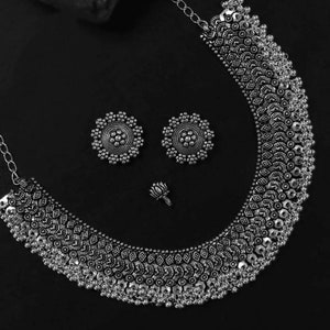 German Silver Adjustable Necklace/Tribal Necklace/Handmade Indian Oxidized Necklace/Boho Jewelry/Boho Necklace/Ethnic/Traditional Jewellery