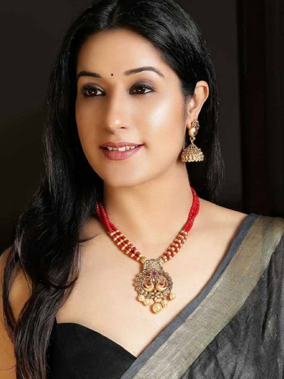 Peacock Necklace Long Necklace Gold Necklace Matar Mala temple