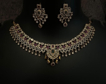 Kemp Necklace, Ruby Necklace, Gold choker necklace, Templ Jewelry/South  Indian Necklace, Matte Gold choker, Indian Jewelry, Bridal Neckalce